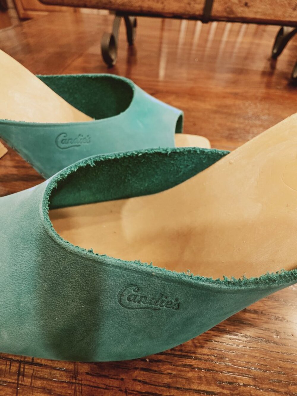 Vintage Y2K Candie’s Original Slides Teal Suede Mules Size 9 Barbiecore - Picture 3 of 15